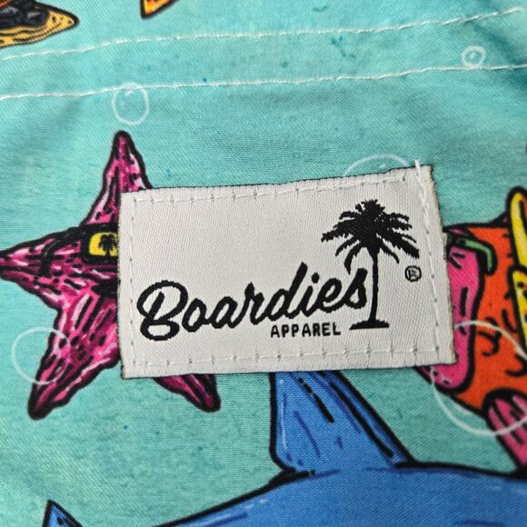 NWT Boardies Men's Mulga Ocean Blue Mid-Length Swim Short Sharks Starfish XXXL - Picture 9 of 14